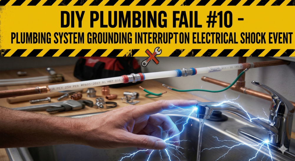 diy fail 10 plumbing system grounding interruption electrical shock event 01