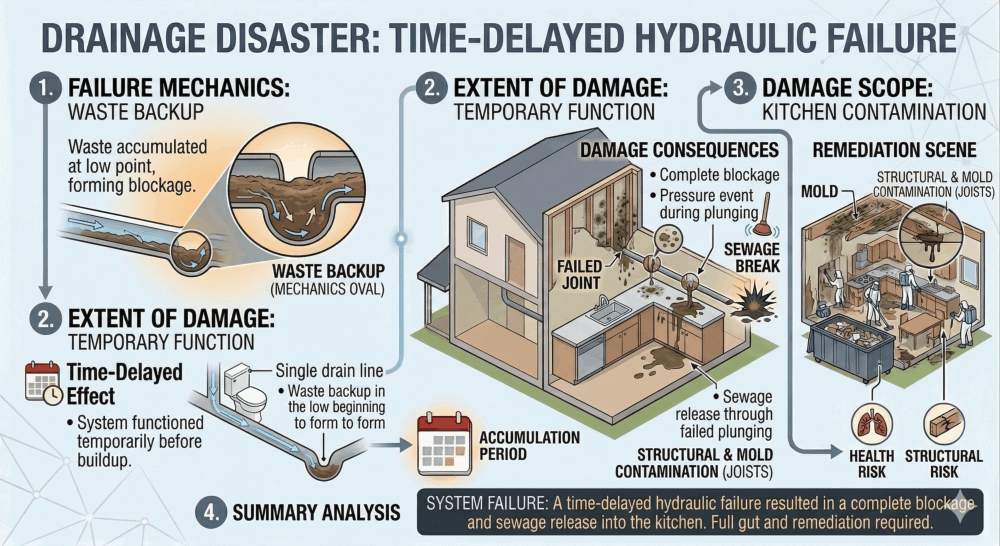 diy fail 9 back pitched drain line waste accumulation and pressure failure 03