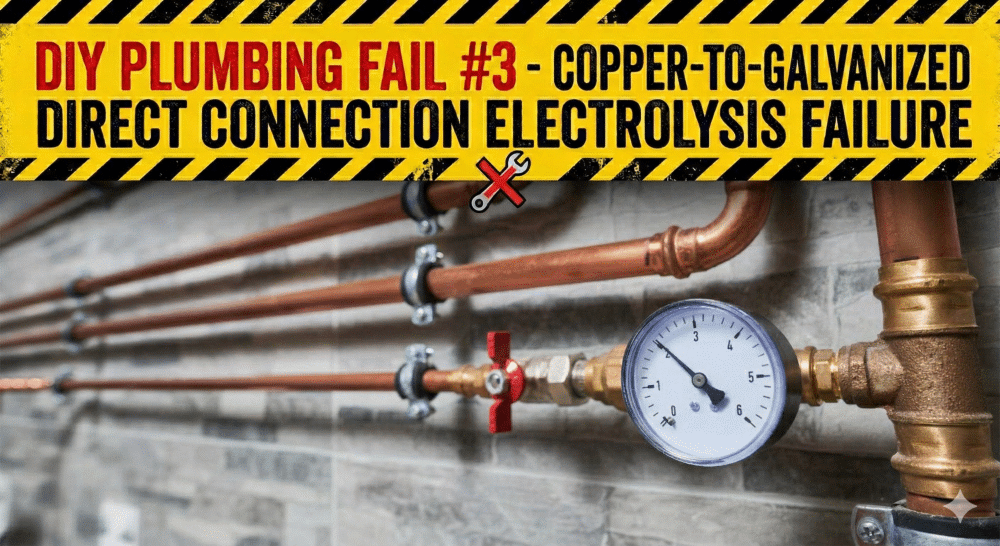 diy plumbing fail 3 copper to galvanized direct connection electrolysis failure (2)
